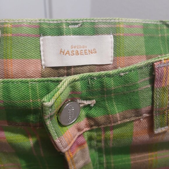 Swedish Hasbeen Jeans 25 tartan flare - Picture 2 of 5